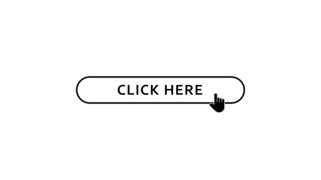 Hand Shape Mouse Pointing towards Click Here Web UI Button Animation Motion Graphics Video Footage with Alpha Channel