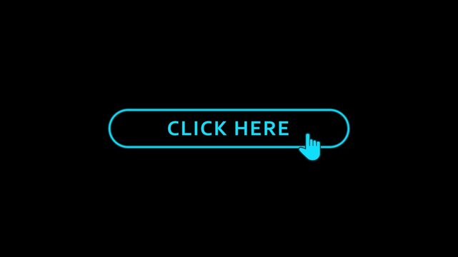 Hand Shape Mouse Pointing towards Click Here Web UI Button Animation Motion Graphics Video Footage with Alpha Channel