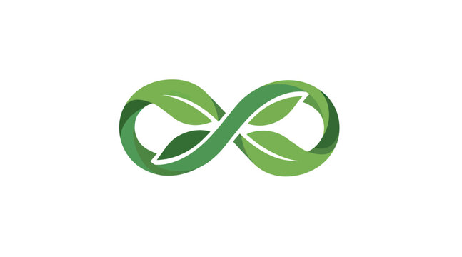 Bright lime green leaf infinity symbol icon.