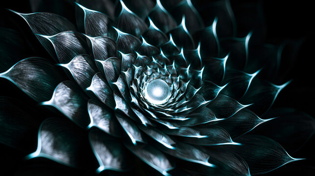 Abstract Spiral Tunnel with Glowing Light and Energy