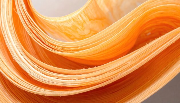 Abstract orange waves of paper, a vibrant and dynamic composition.