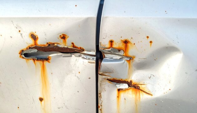 Rusting Car Door Hinge - A Close-Up of Automotive Decay.