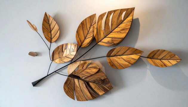 Elegant Wooden Leaf Wall Art - A Natural Touch for Your Home Decor.
