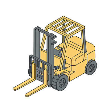 3D Isometric Forklift Industrial Vehicle Illustration Isolated on a Transparent Background