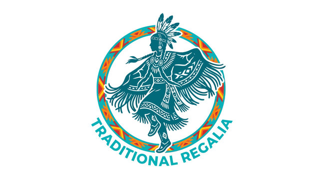 Indigenous dancer in traditional regalia illustration.