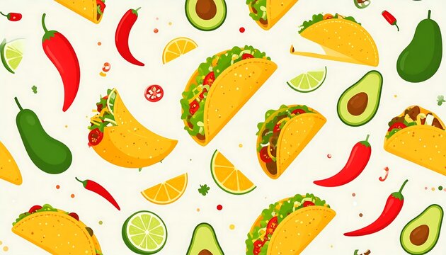 Vibrant abstract pattern with tropical fruit slices and leaves.