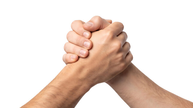 Two people shaking hands isolated on a white transparent background