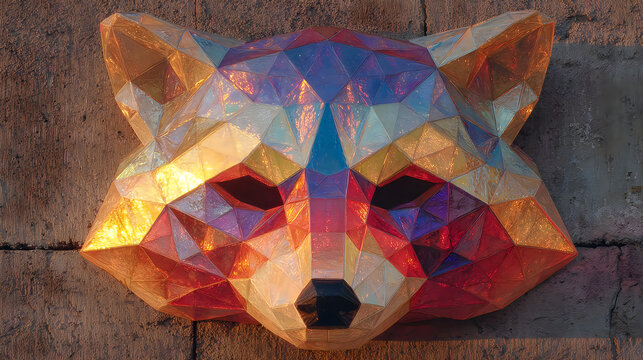 Glowing polygon crystal wolf head modern abstract artwork pictures