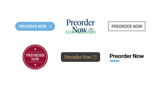 A series of 'Preorder Now' graphics that can effectively attract customers and create urgency for products, suitable for marketing campaigns or commercial promotions.