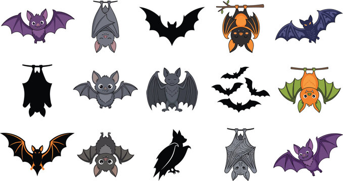 Halloween bats vector illustrations for spooky designs and decorations