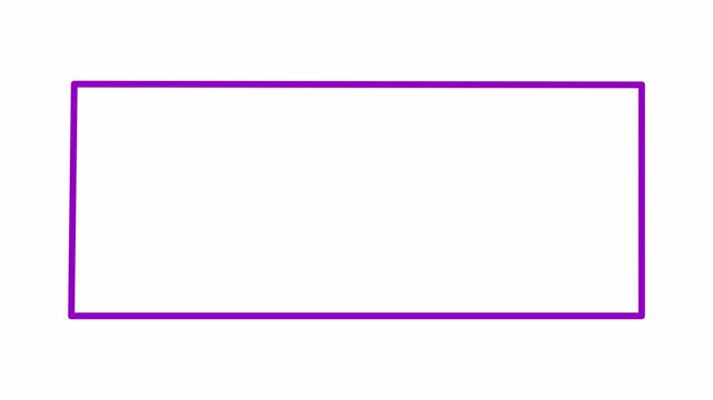 animated flat outline rectangle shape animation in 4K animation line drawing style motion graphic with alpha channel on transparent background flat outline rectangle shape animation