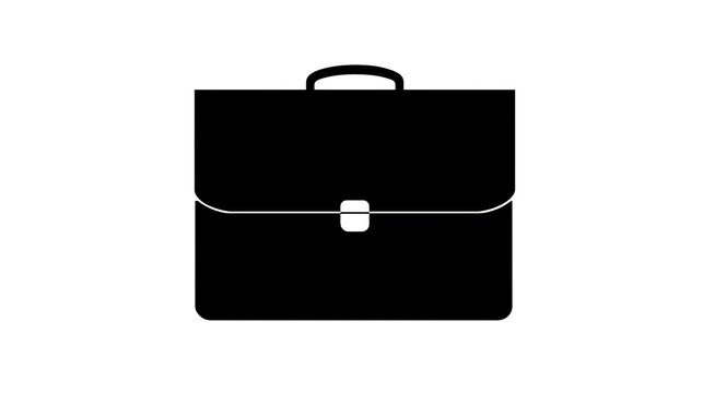 A black silhouette of a briefcase, symbolizing business and travel, against a plain background