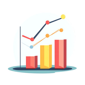 Flat vector illustration of investment growth, business profit, financial performance, stock market success, and revenue analytics infographic isolated on white background