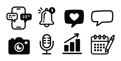 Collection of modern flat design icons for communication and creativity in digital spaces © Kowshik Roy