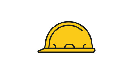 Fototapeta premium Elegant Yellow Hard Hat Icon with Black Outline and Ventilation Holes for Safety and Construction Graphics