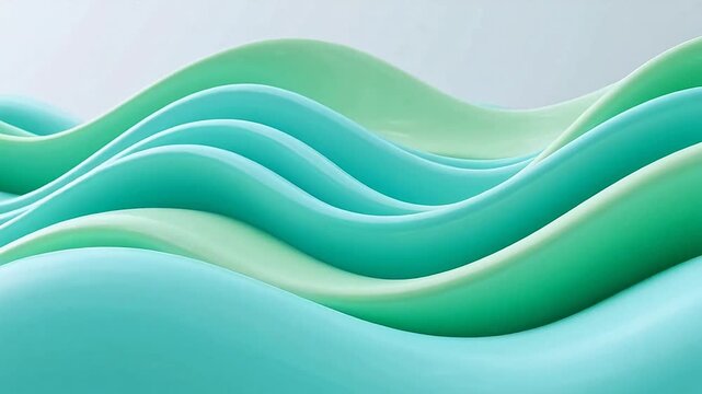 Abstract green waves on soft gray background