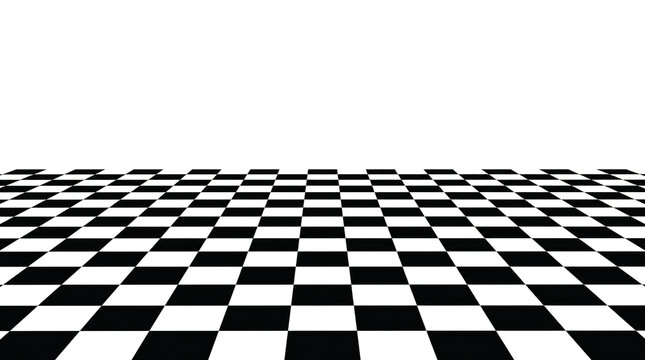Black and white checkered floor isolated on transparent background
