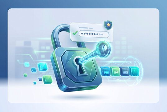  Strong Password Protection Cybersecurity 3D Illustration