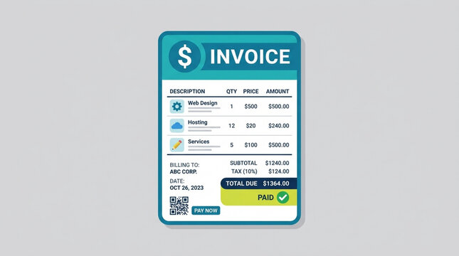 Corporate invoice document template. Professional billing statement for business accounting.