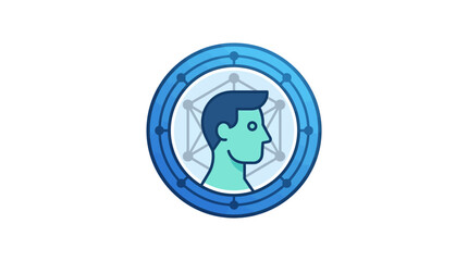 Fototapeta premium Vector illustration of a human head icon with digital network circle