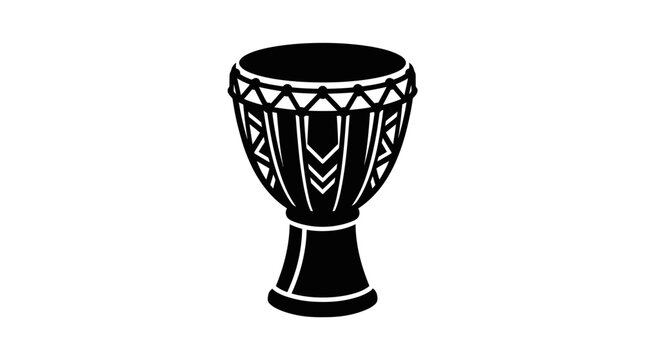 Black and white djembe drum vector illustration.