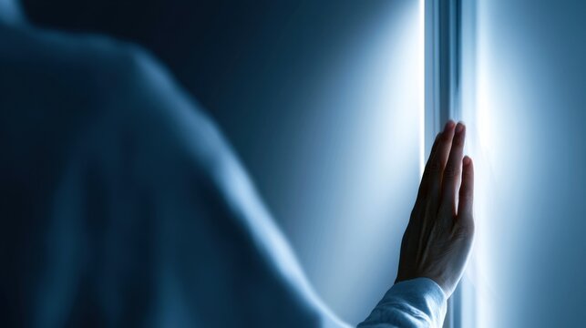 A person's hand reaching out towards a bright light, conveying a sense of hope or a new beginning
