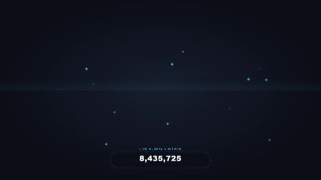 Futuristic digital counter with glowing particles data visualization