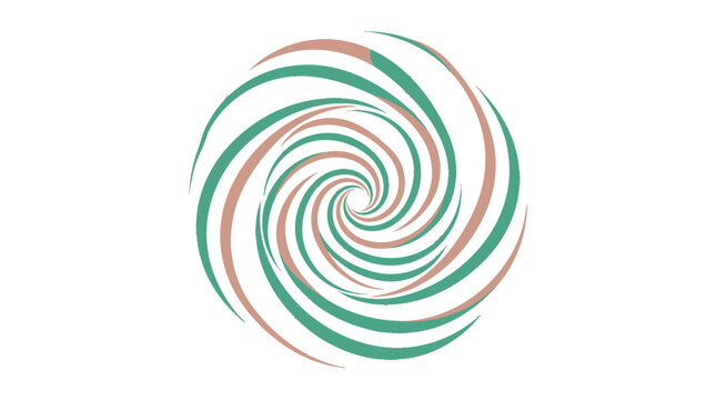 Abstract green and beige spiral swirl vector illustration on white background.