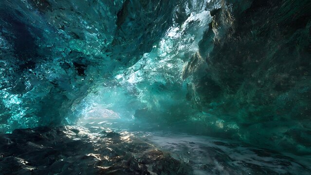 Stunning underwater view inside a natural cenote cavern in Mexico.
