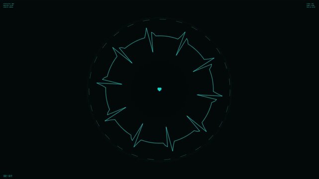 Digital heart rate monitor hud interface pulsating in cyan