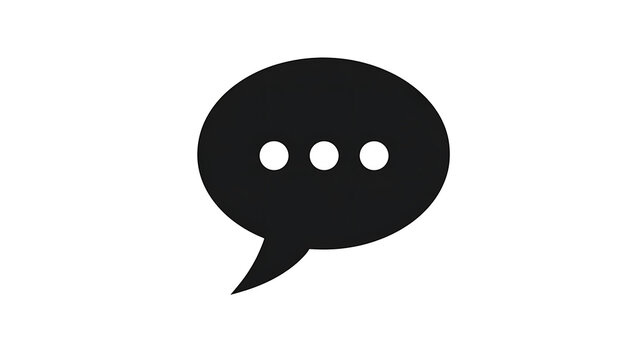 A black speech bubble icon with three dots inside, signifying communication and conversation