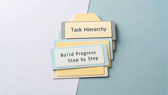 Colorful Task Hierarchy Cards for Effective Project Management Techniques
