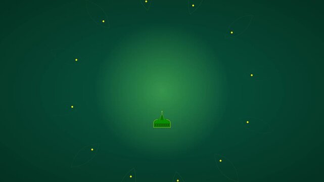 Islamic religious greeting video with mosque dome and golden text