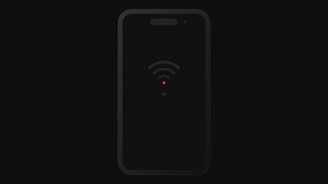 Mobile device animation showing wifi search and no connection error