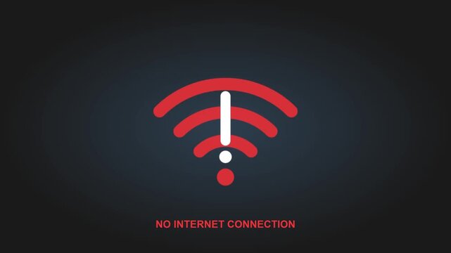Animated wifi signal icon turning red with an exclamation mark