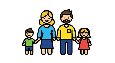 Obraz premium Smiling family of four standing together.