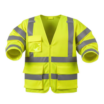 Bright yellow reflective safety vest jacket