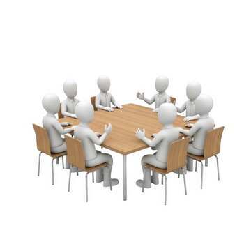 Business meeting with people discussing around table