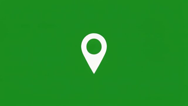 Location pins animating on a dark background with a green highlighted area for navigation or selection