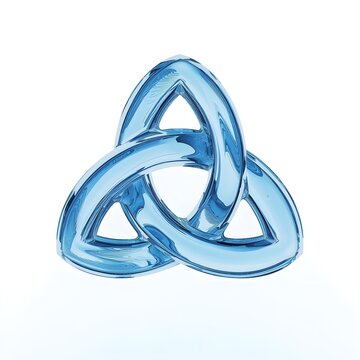 3D glass Celtic triquetra knot isolated on white.