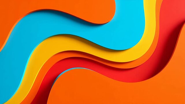 Colorful abstract waves with layered paper style