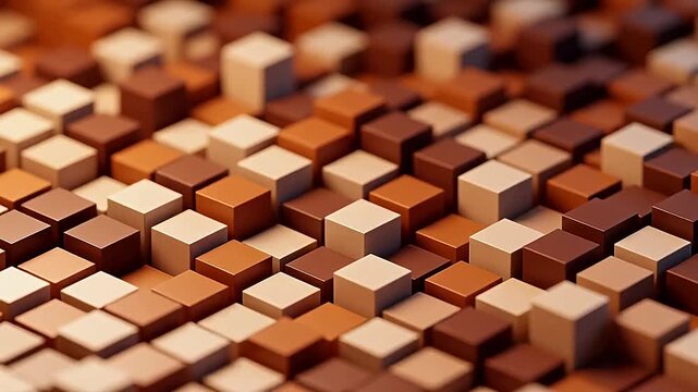Undulating surface of brown and beige cubes
