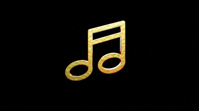 Golden Music Note Icon 3D Loop Animation Isolated On Black Background