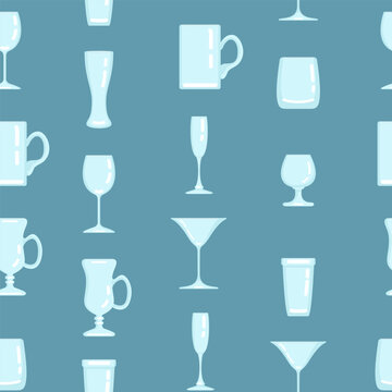 Vector Seamless Pattern of Empty Glasses