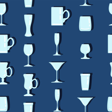 Vector Seamless Pattern of Empty Glasses