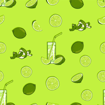 Seamless Pattern of Lime Lemonade