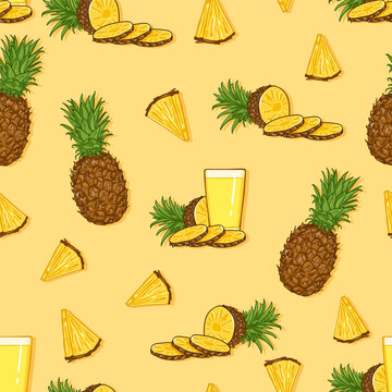 Vector Seamless Pattern of Pineapple Juice
