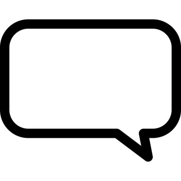 Black Rounded Rectangular Speech Bubble Outline Vector Icon Symbol