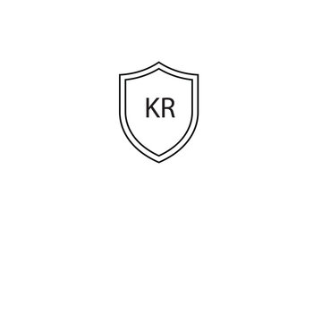 A line-art Swedish Krona (kr) symbol within a protective shield outline