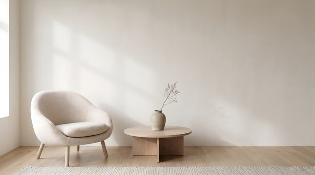 Minimalist Living Room With Neutral Chair